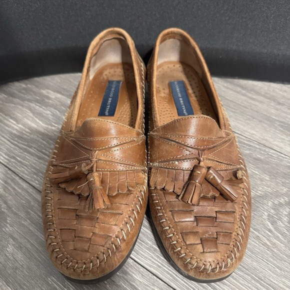 Giorgio Brutini Loafers Le Glove Mens Woven Brown Leather Tassel Shoes Sz 8‎ D main image 9